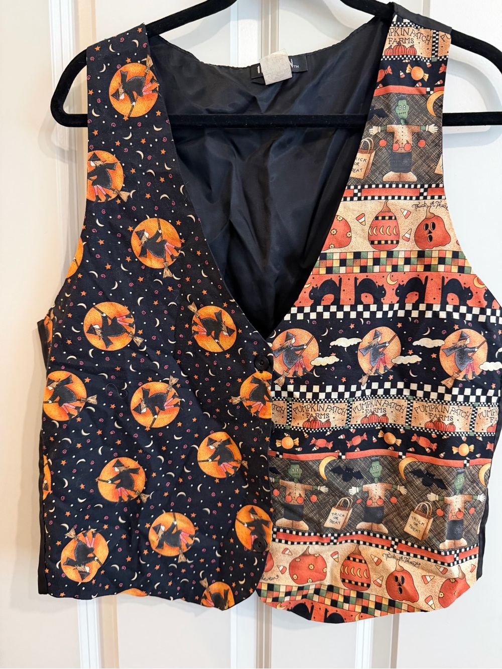 Vintage 90’s Y2K Halloween witch pumpkin vest, pumpkin patch